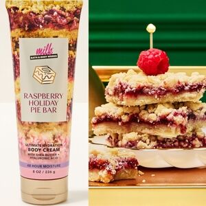 Bath Body Works Milk Bar Raspberry Holiday Pie Bar Body Cream 8oz NEW